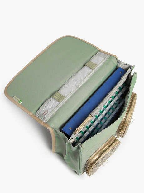 Boekentas Voor Kinderen 2 Compartimenten Cameleon Groen vintage fantasy CA38 ander zicht 3